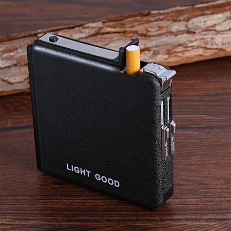 metal cigarette box with lighter|stylish cigarette case with lighter.